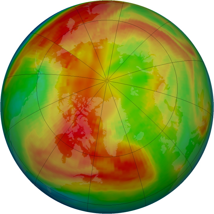 Arctic ozone map for 25 February 1991